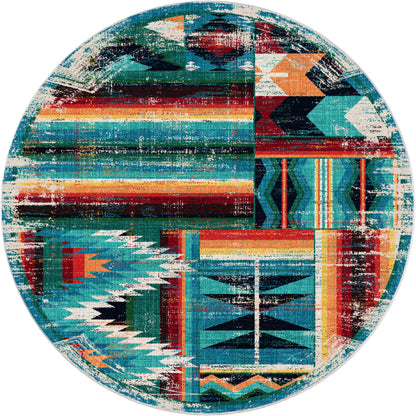 Caverns Rug – Turquoise Patchwork – lifestyle