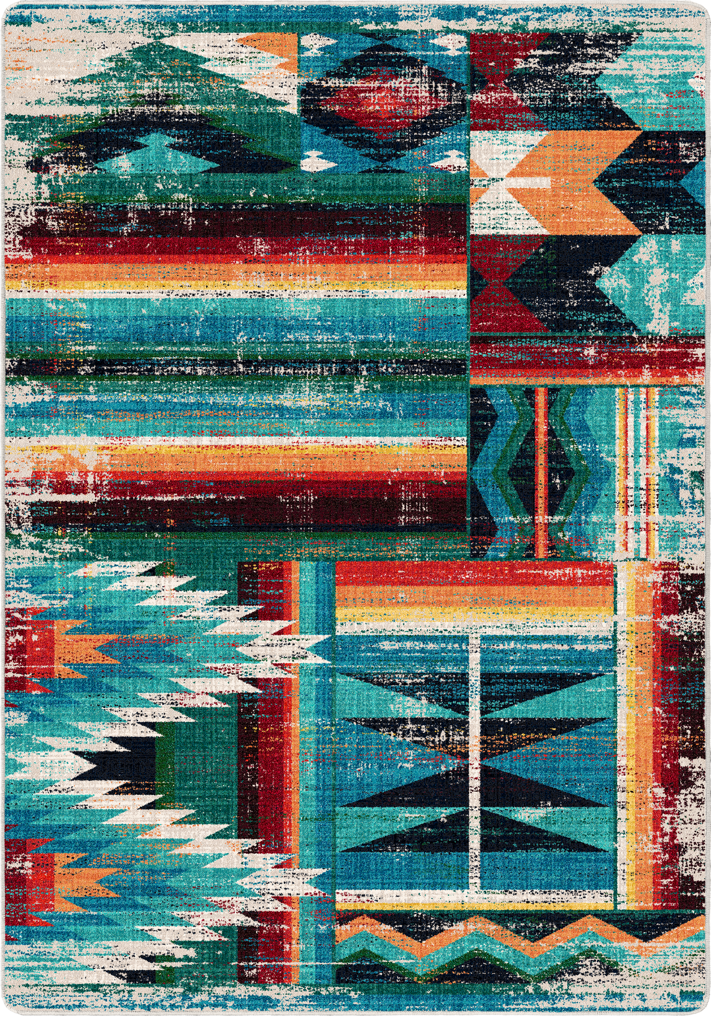 Caverns Rug – Turquoise Patchwork – room setting