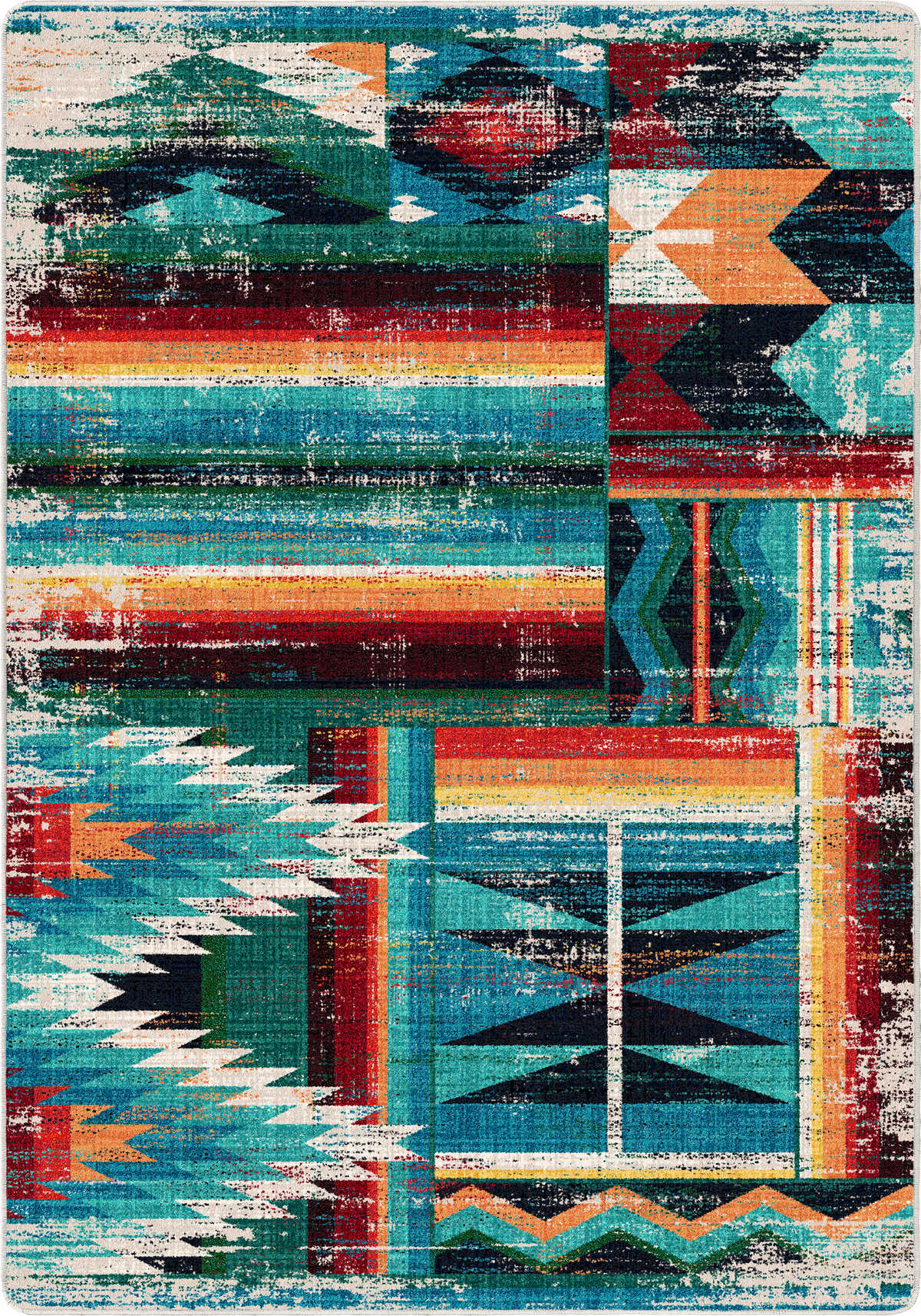 Caverns Rug – Turquoise Patchwork – room setting