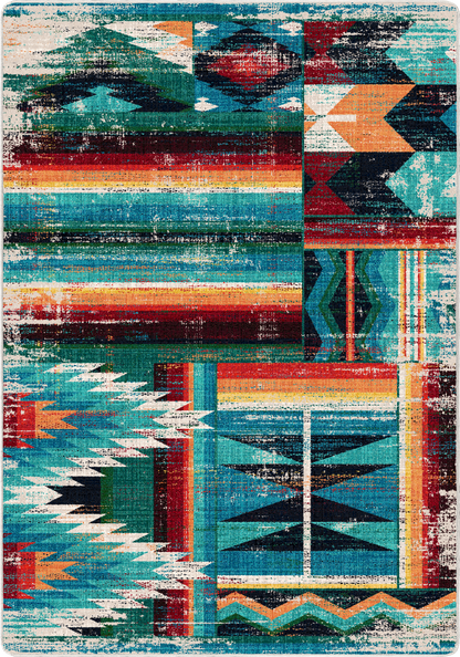 Caverns Rug – Turquoise Patchwork – room setting