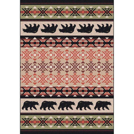 Comfy Bears - Burnt Red-CabinRugs Southwestern Rugs Wildlife Rugs Lodge Rugs Aztec RugsSouthwest Rugs