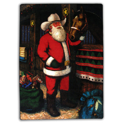 Cowboy Santa Rug – Red – detail view