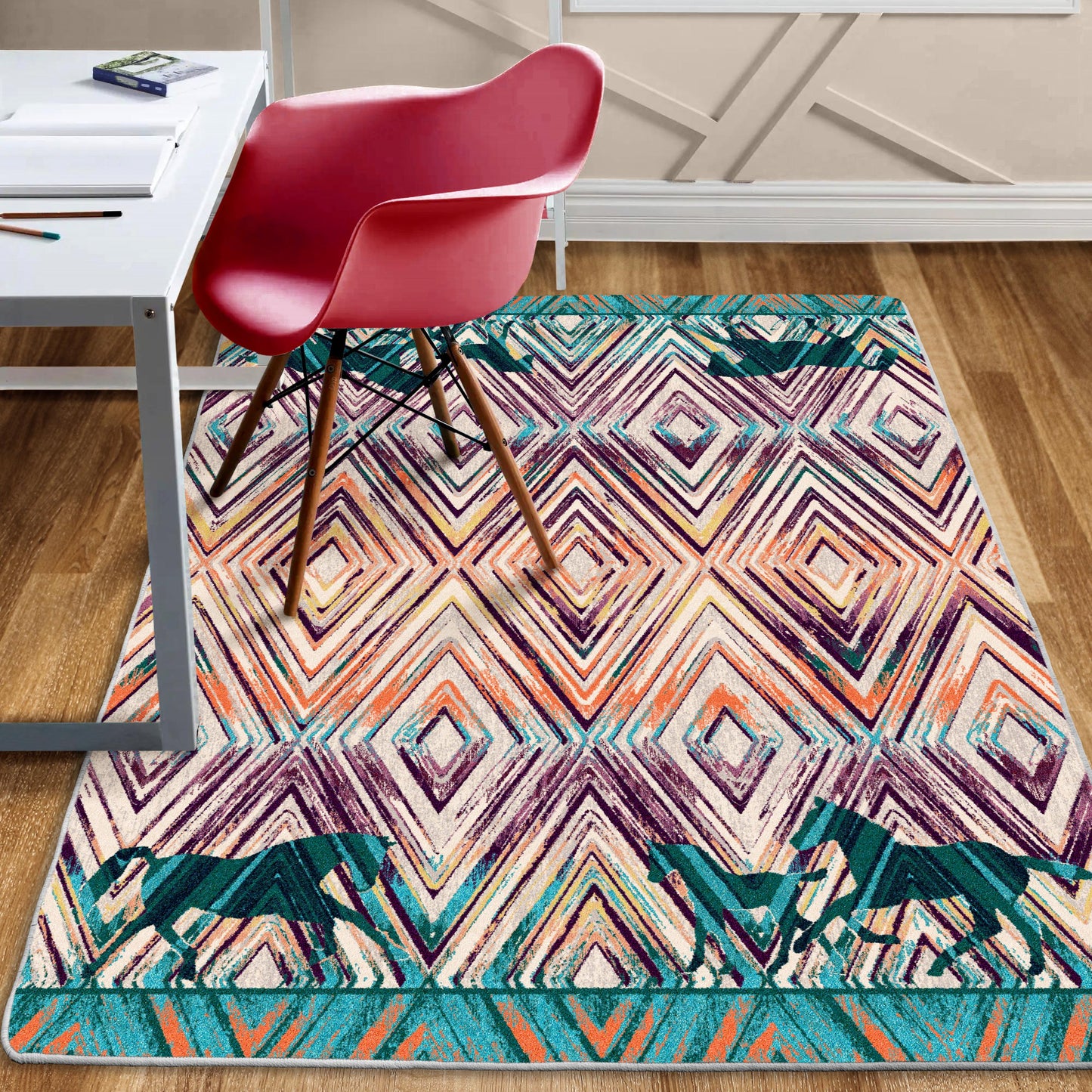 Cowboy Love OKA Rug – Multi – detail view