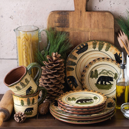Rustic Bear Ceramic Dinnerware Set, 16 Pc