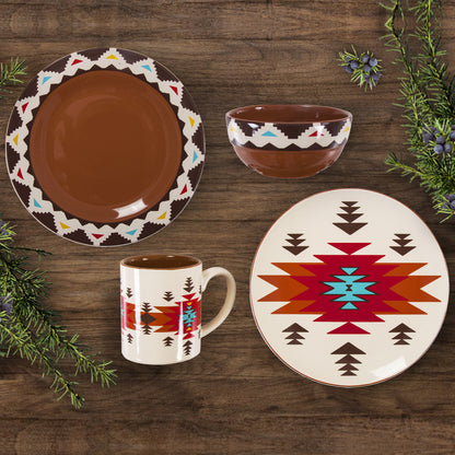 Del Sol Aztec Ceramic Dinnerware Set, 16 Pc