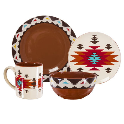 Del Sol Aztec Ceramic Dinnerware Set, 16 Pc