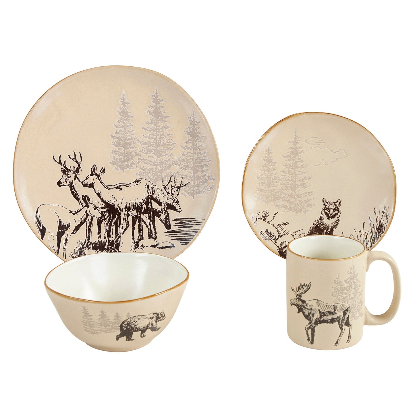 White Pine Ceramic Dinnerware Set, 16 Pc
