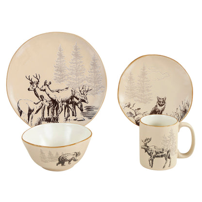 White Pine Ceramic Dinnerware Set, 16 Pc