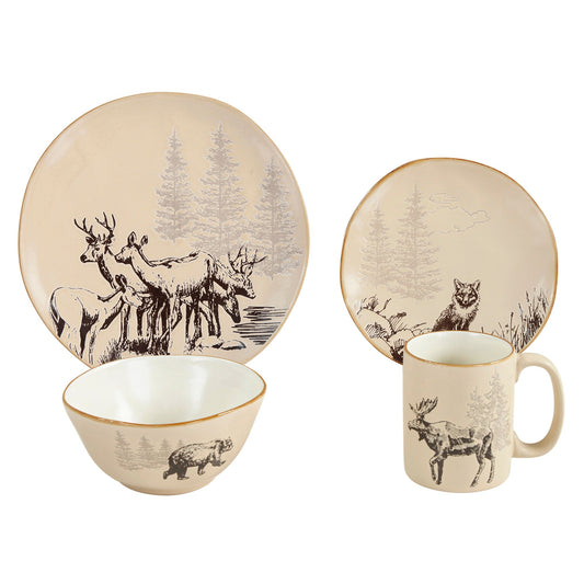 White Pine Ceramic Dinnerware Set, 16 Pc