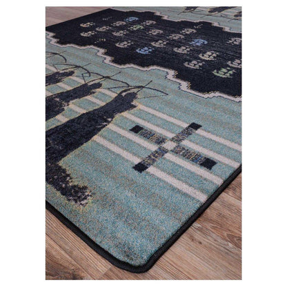 Defend Our Land Rug – Blue – room setting