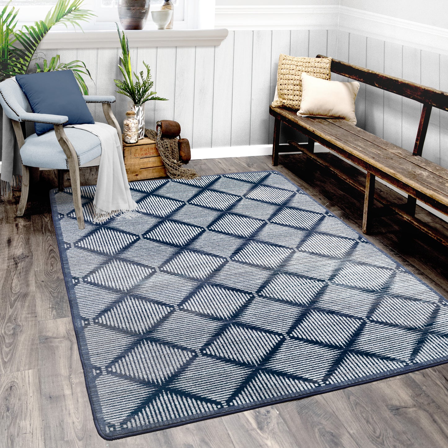Diamond Weave Rug – Denim – detail view