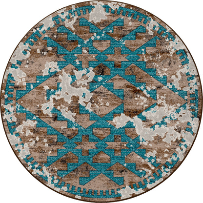 Distressed Fresco Rug – Turquoise – close up