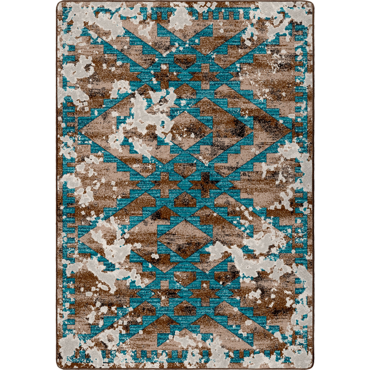 Distressed Fresco Rug – Turquoise – cabin lodge area rug