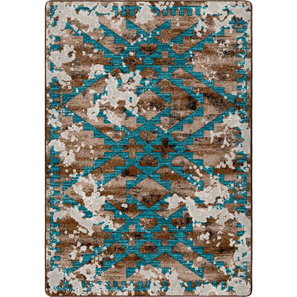 Distressed Fresco Rug – Turquoise – cabin lodge area rug
