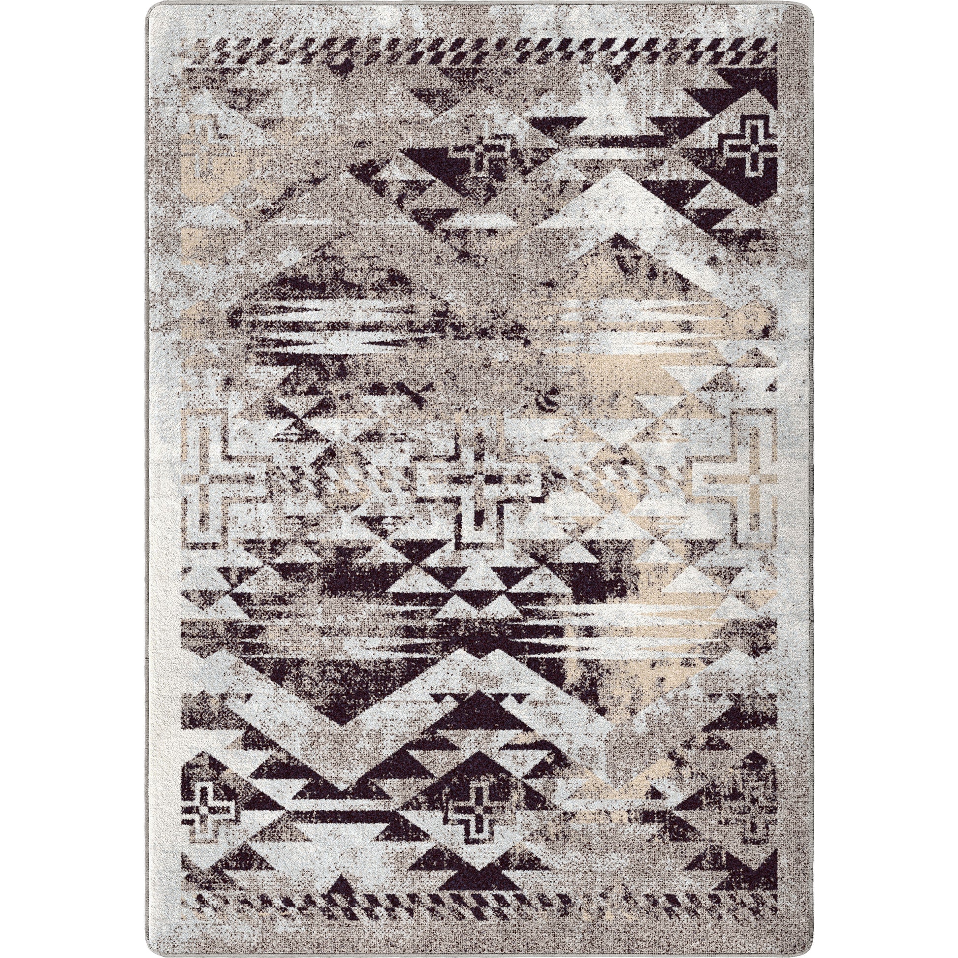 Distressed Rustic Cross Rug – Sandstone – cabin lodge area rug