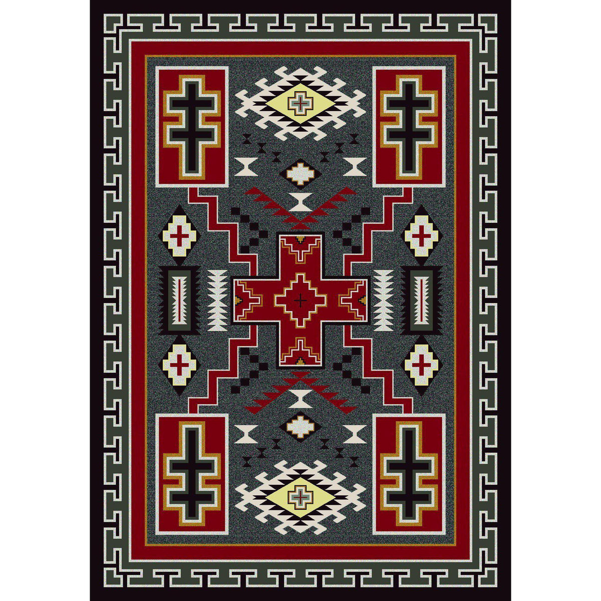 Double Crucifix Rug – Gray – cabin lodge area rug