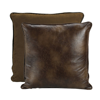 Brown Faux Leather Reversible Euro Sham