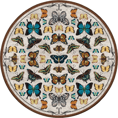 English Collector Cabinet Rug – Butterfly Multi – close up