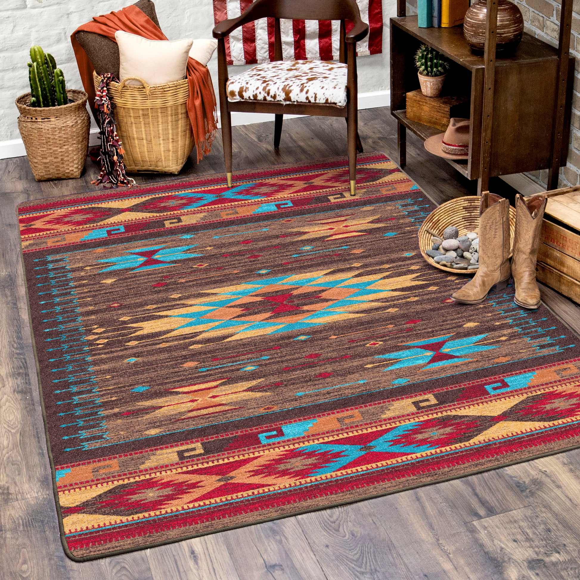 Espuela Rug – Turquoise – room setting