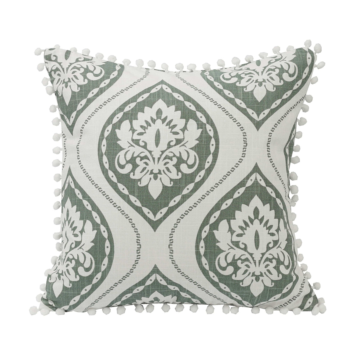 Belmont Graphic Printed Pom Trimmed Throw Pillow