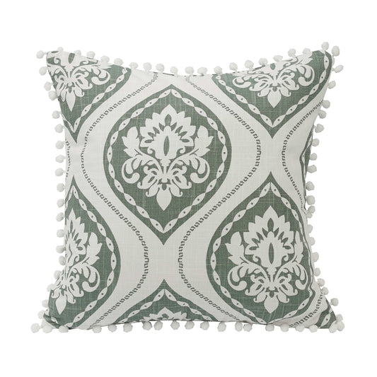 Belmont Graphic Printed Pom Trimmed Throw Pillow