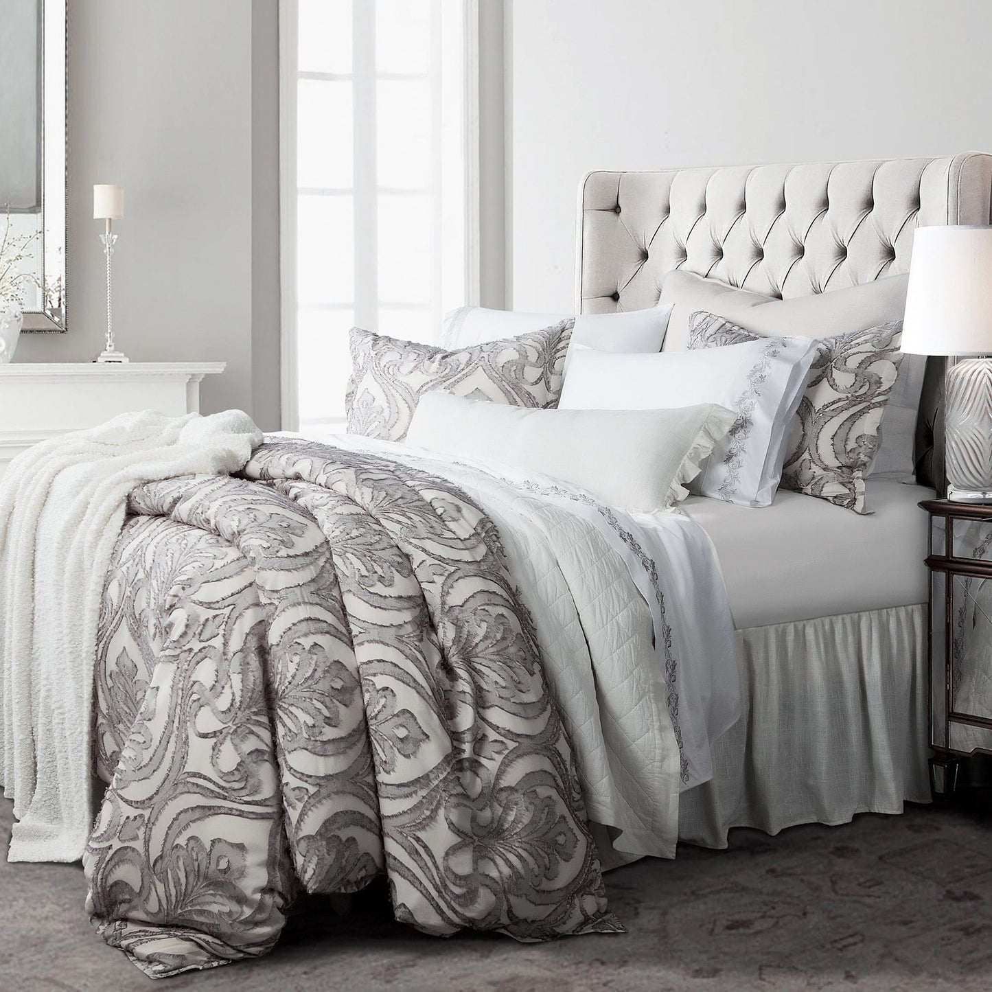 Nicole Damask Duvet Cover Set, 3 Pc