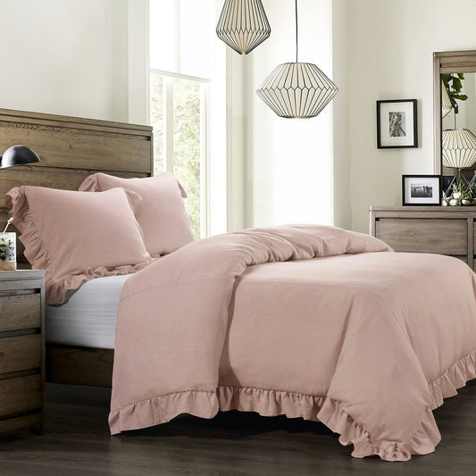 Lily Washed Linen Comforter Set, 3 Pc