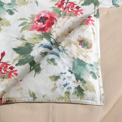 Peony Washed Linen Comforter Set, 3 Pc