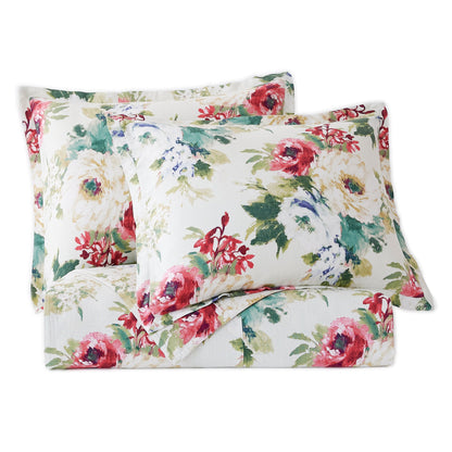 Peony Washed Linen Comforter Set, 3 Pc