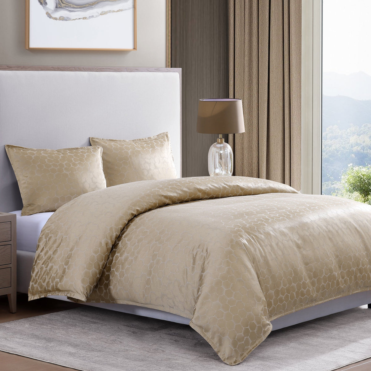 Honeycomb Jacquard Comforter Set, 3 Pc