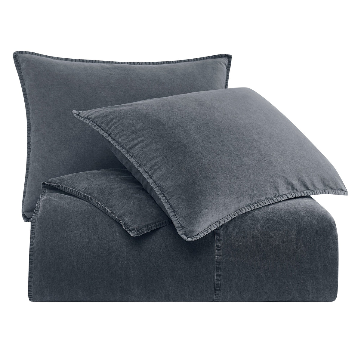 Stonewashed Cotton Canvas Duvet Cover Set, 2 Pc