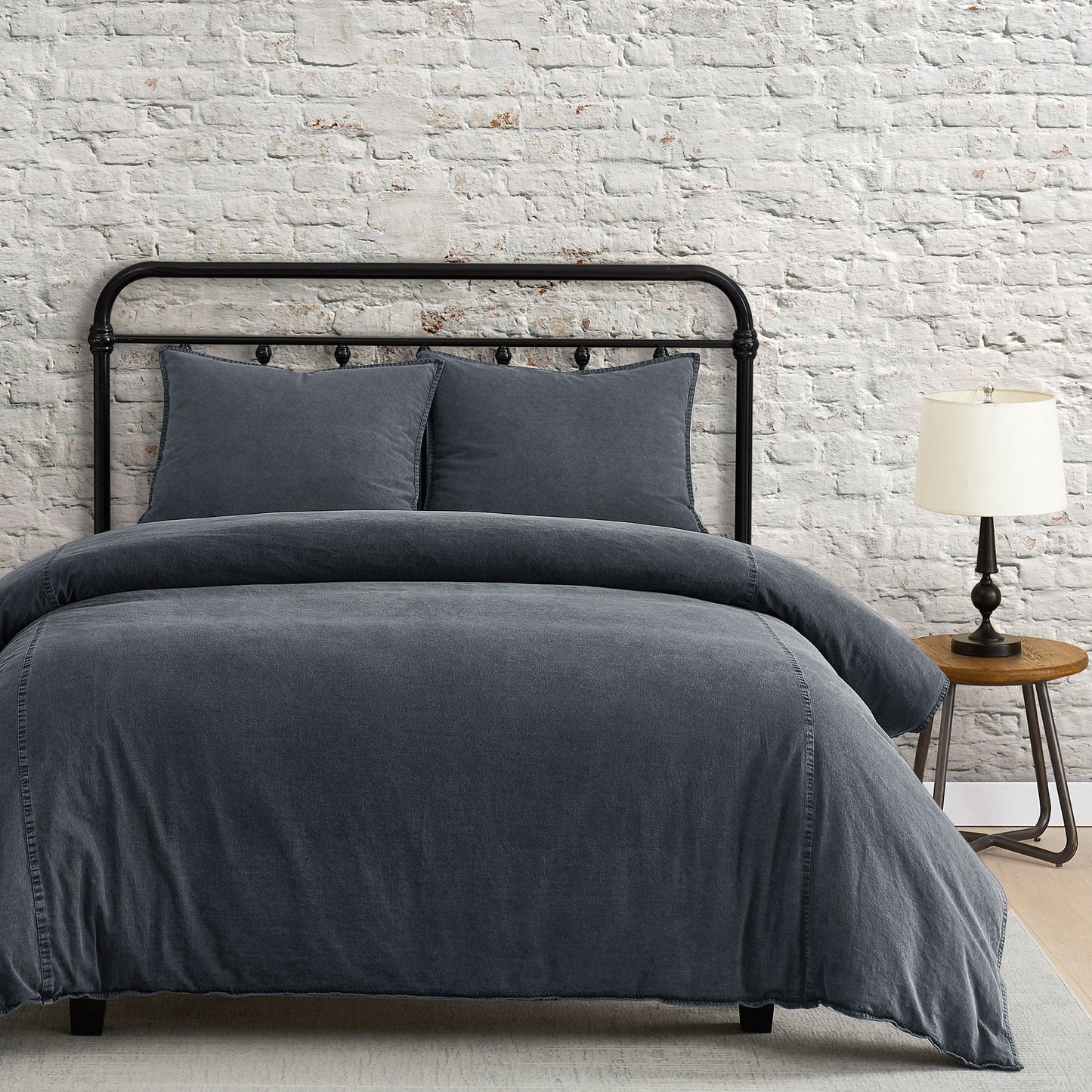 Stonewashed Cotton Canvas Duvet Cover Set, 2 Pc
