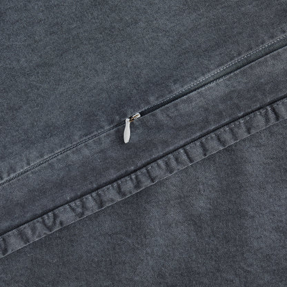 Stonewashed Cotton Canvas Long Lumbar Pillow