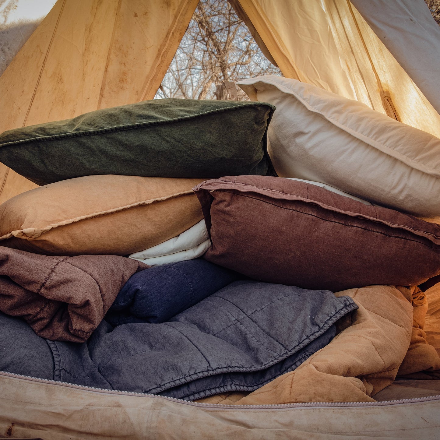 Stonewashed Cotton Canvas Coverlet