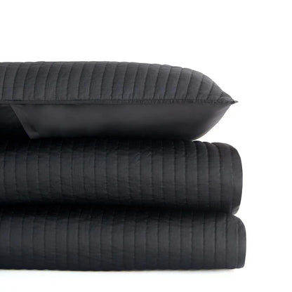 Satin Channel Quilt Set, 2 Pc