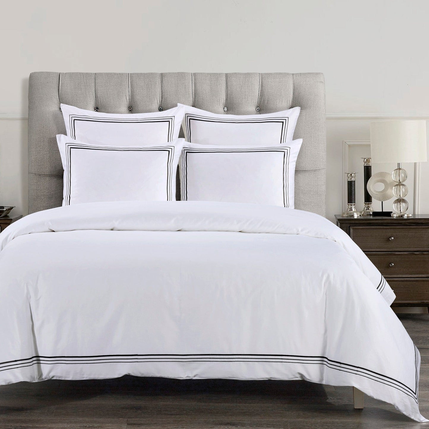 Border Embroidery Duvet Cover Set, 2 Pc