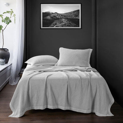 Stonewashed Cotton Waffle Weave Coverlet