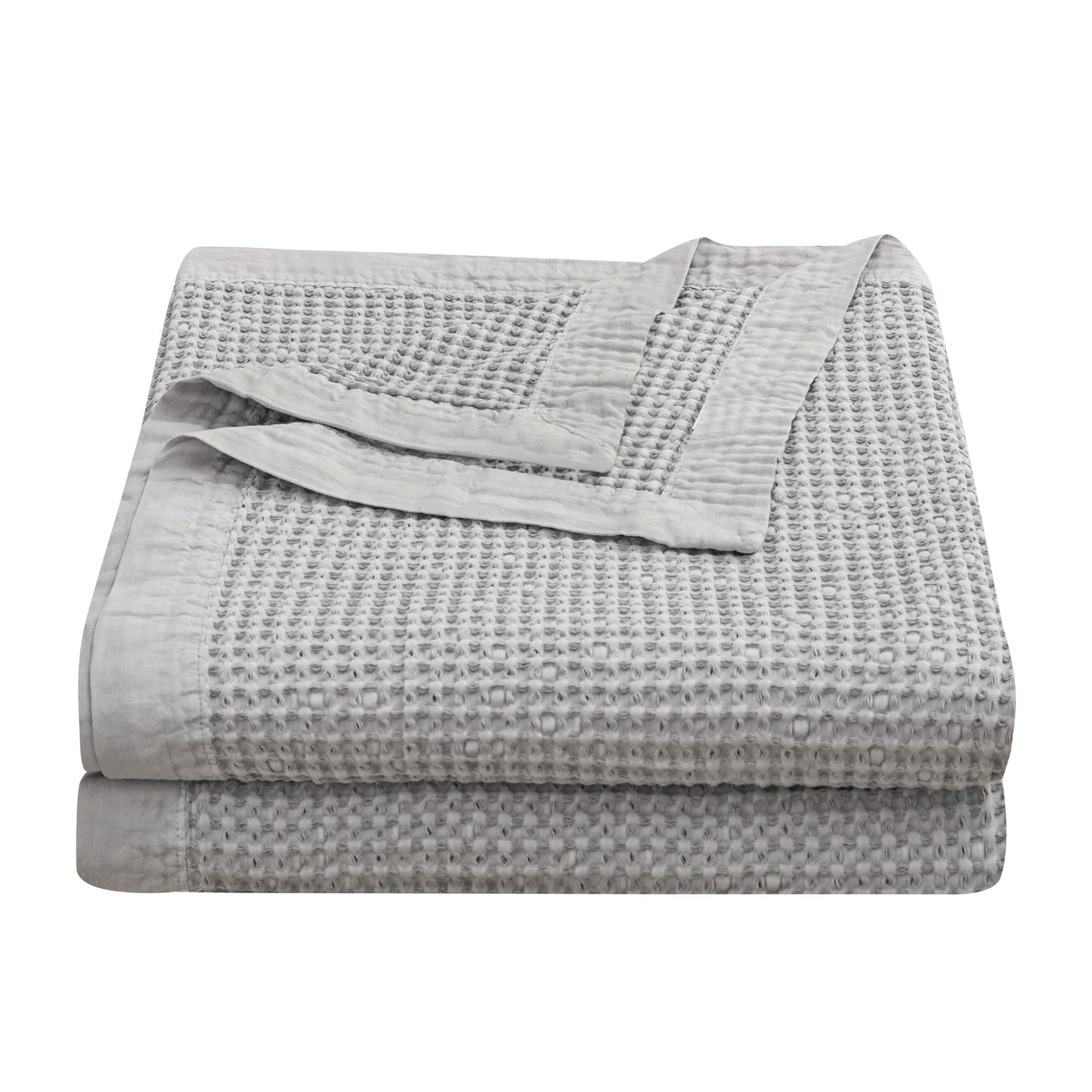 Stonewashed Cotton Waffle Weave Coverlet