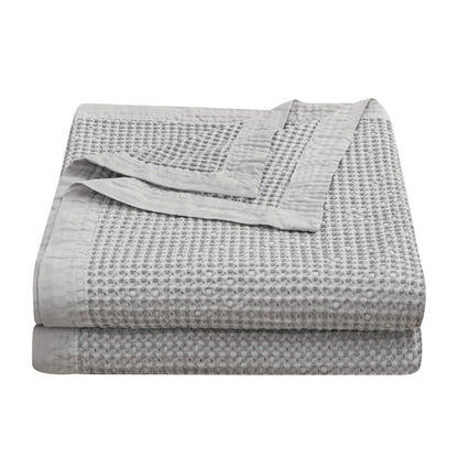 Stonewashed Cotton Waffle Weave Coverlet