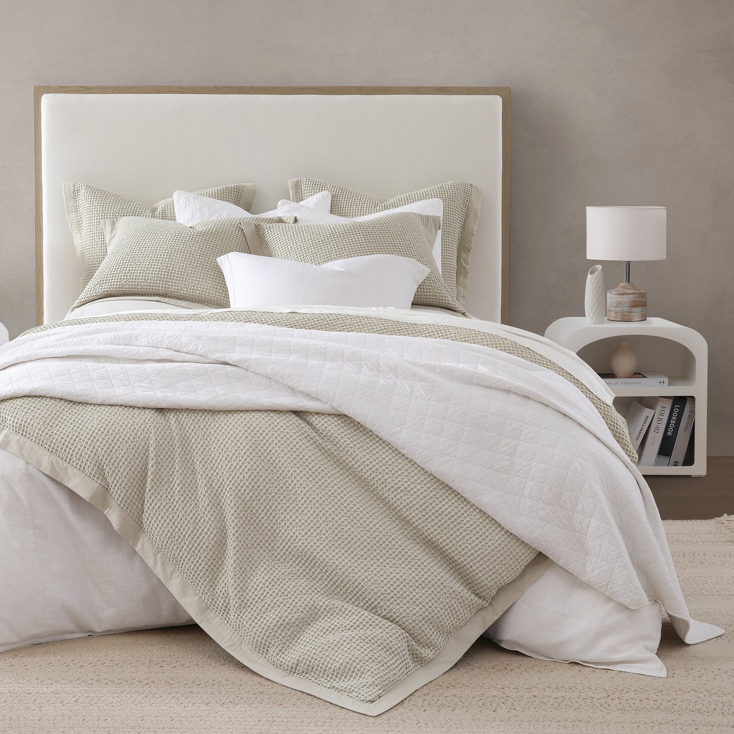 Stonewashed Cotton Waffle Weave Duvet Cover Set, 3 Pc