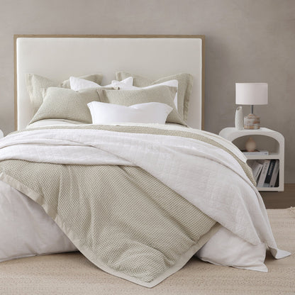 Stonewashed Cotton Waffle Weave Duvet Cover Set, 3 Pc