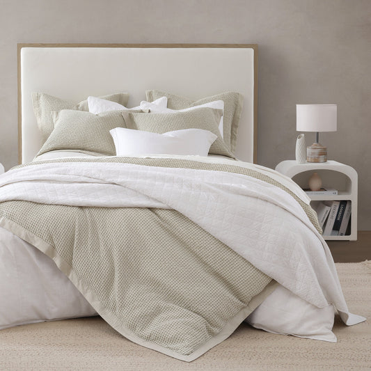 Stonewashed Cotton Waffle Weave Duvet Cover Set, 3 Pc