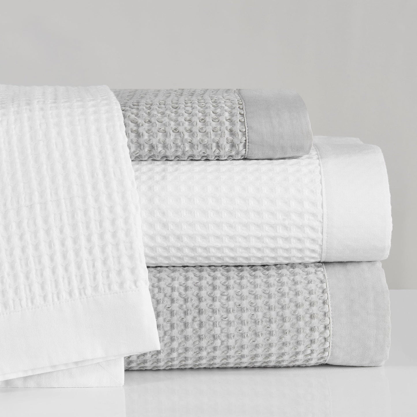 Stonewashed Cotton Waffle Weave Coverlet
