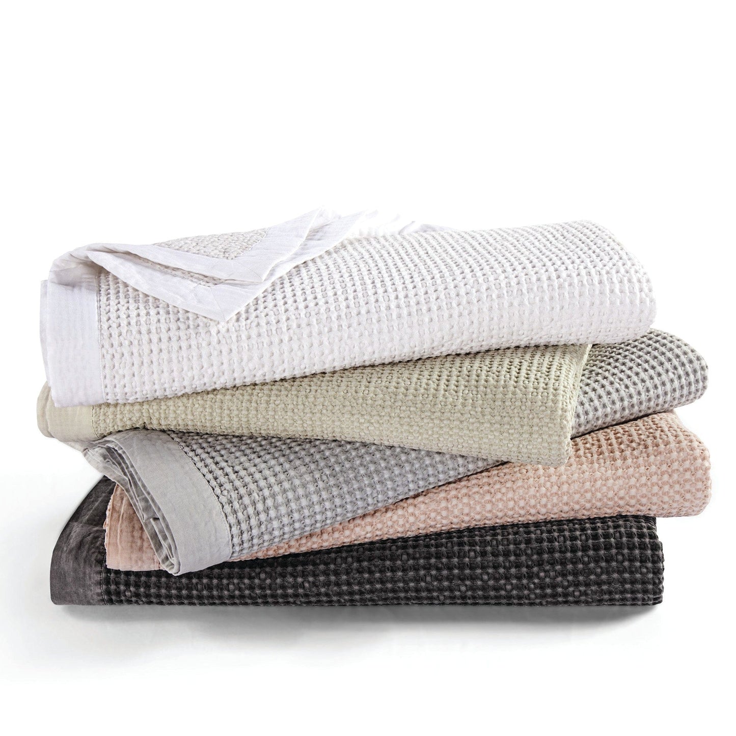 Stonewashed Cotton Waffle Weave Coverlet