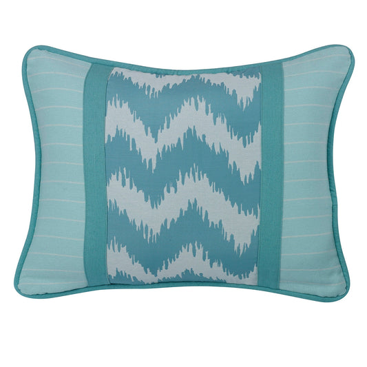 Chevron Print Accented Blue Striped Pillow