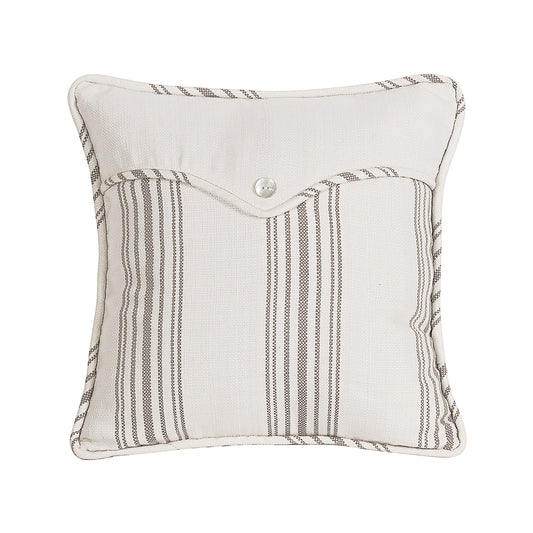 Gramercy Weave Envelope Striped & Pearlized Button Detailed Pillow
