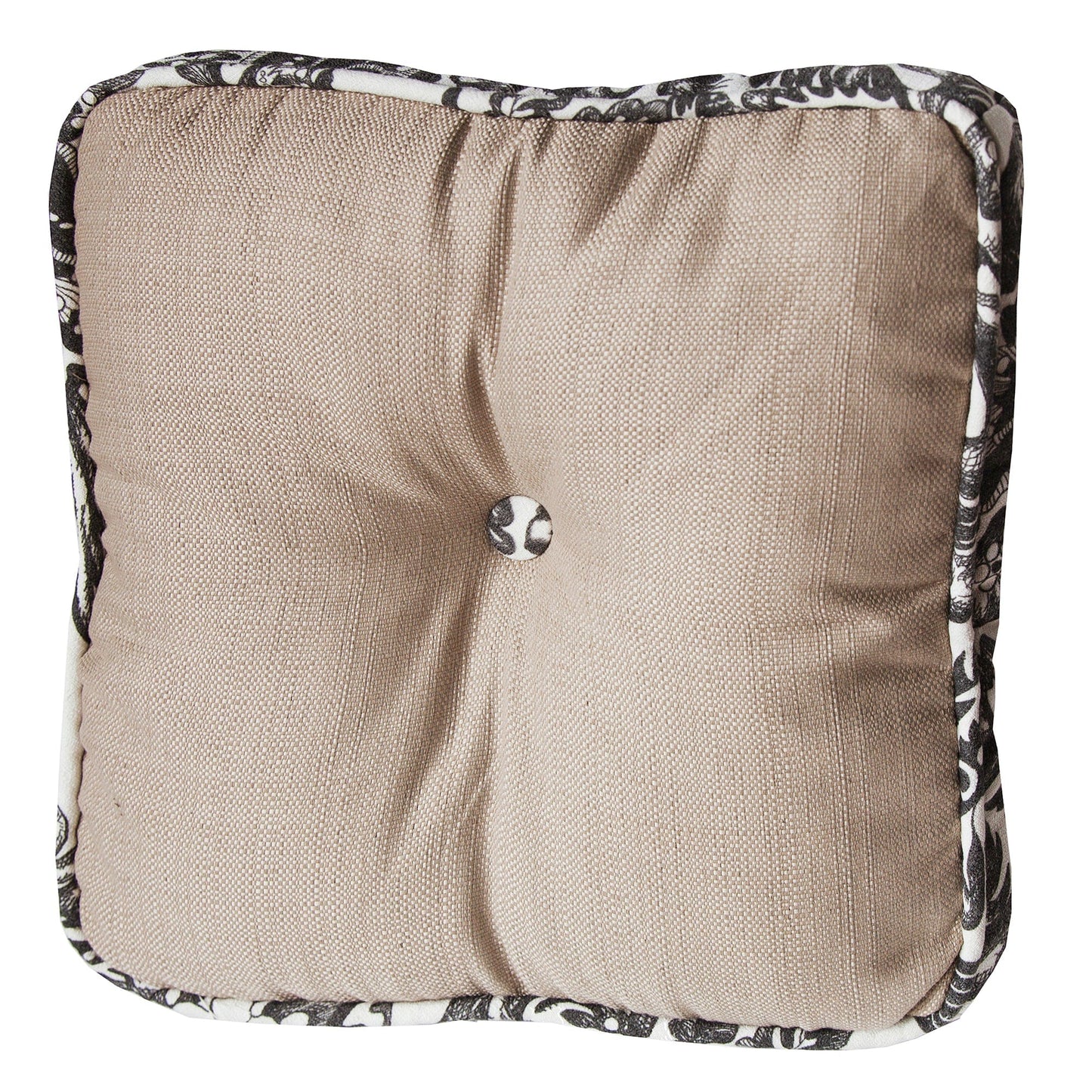 Augusta Buttoned Toile Box Pillow