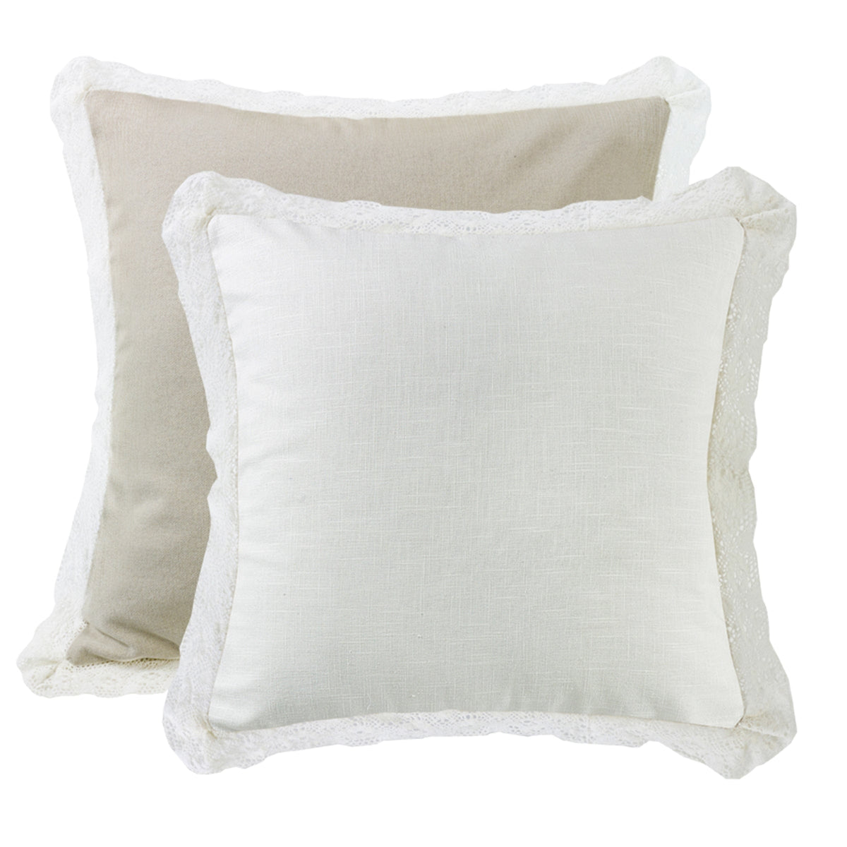 Charlotte White & Khaki Laced Euro Sham
