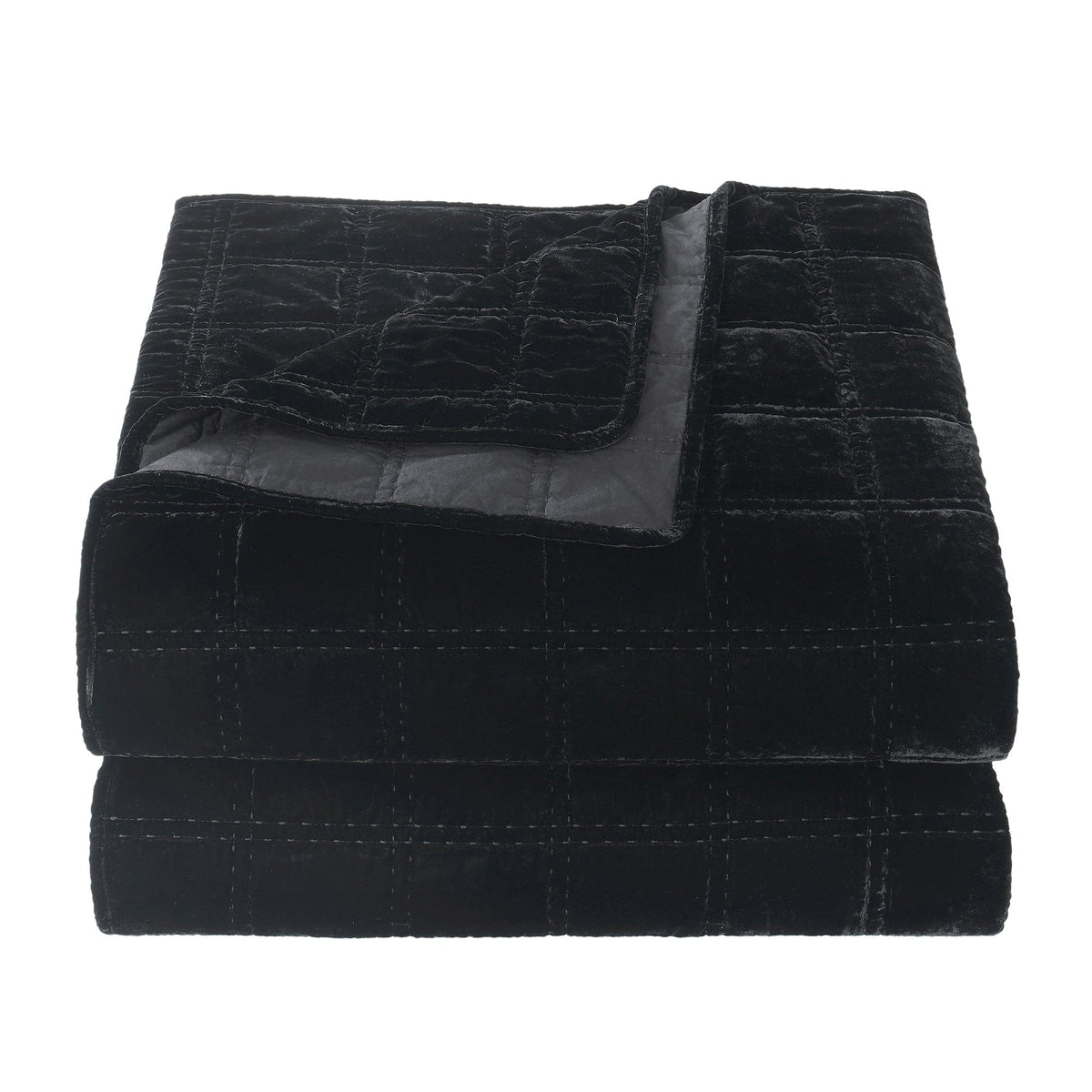 Stella Faux Silk Double Box Stitch Quilt Set, 3 Pc