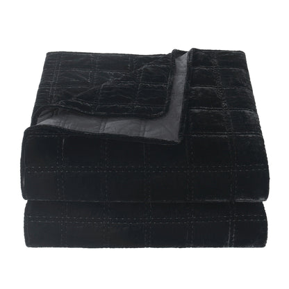 Stella Faux Silk Double Box Stitch Quilt Set, 3 Pc